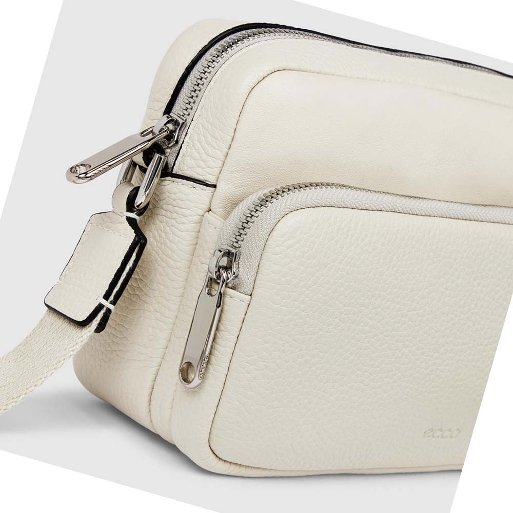 Women's Ecco Textureblock Camera Shoulder Bags White | USA 384LIS